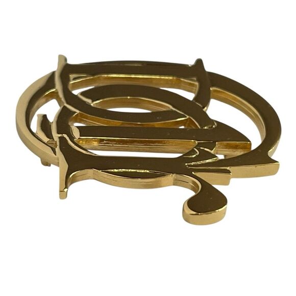 Christian Dior Gold Tone CD Logo Brooch Pin Vintage Designer Statement Jewelry - Picture 6 of 11